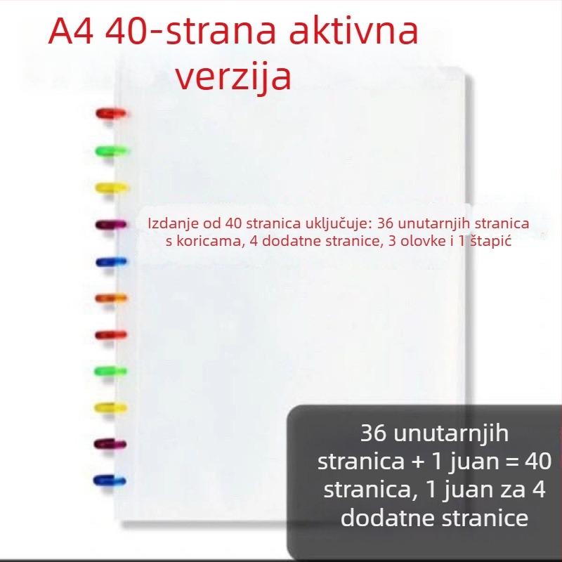 Prozirna A4 veza s 11 rupa za certifikate i dokumente, s odvojivim odjeljcima, dizajn inspiriran gljivom