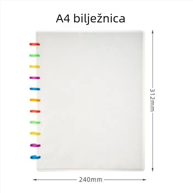 Prozirna A4 veza s 11 rupa za certifikate i dokumente, s odvojivim odjeljcima, dizajn inspiriran gljivom