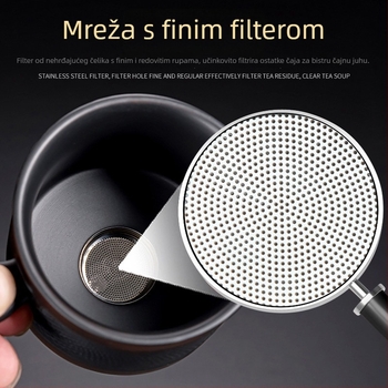 Purpurna glinena automatska čajna set za Gongfu čaj, keramički čajnik za ured i dom, aparat za čaj s kamenim mlincem