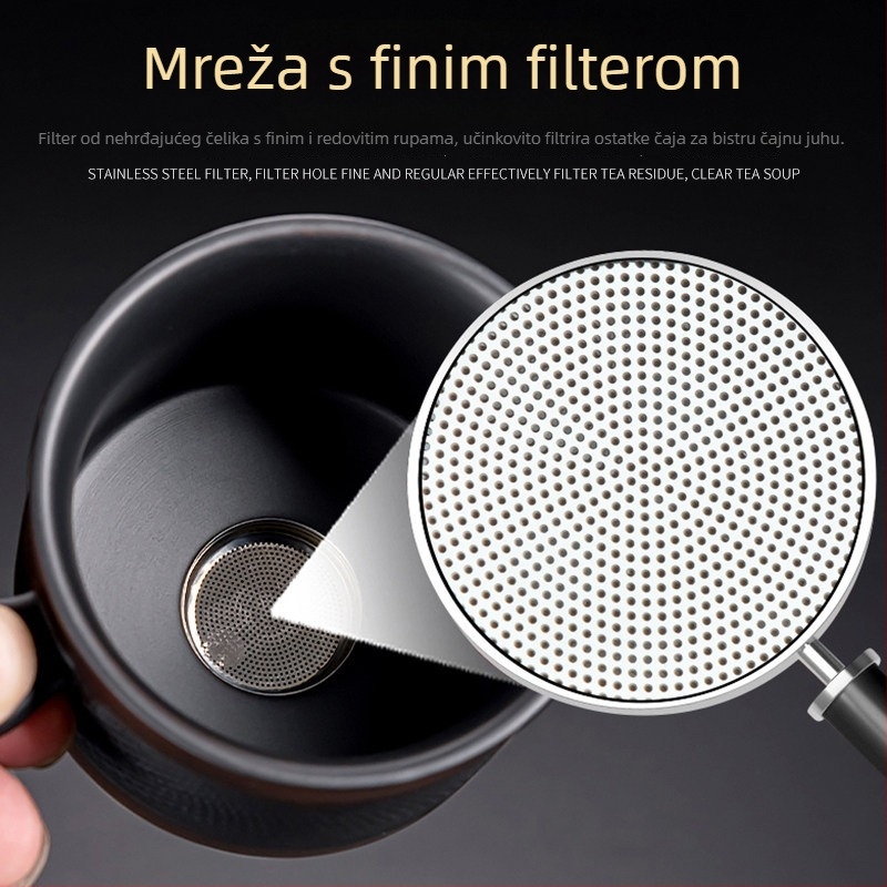 Purpurna glinena automatska čajna set za Gongfu čaj, keramički čajnik za ured i dom, aparat za čaj s kamenim mlincem