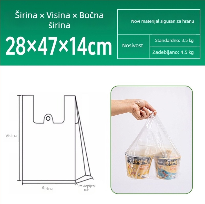Bijele prozirne prehrambene plastične vrećice za peciva, voće i povrće; vrećice za kupovinu i kućnu upotrebu