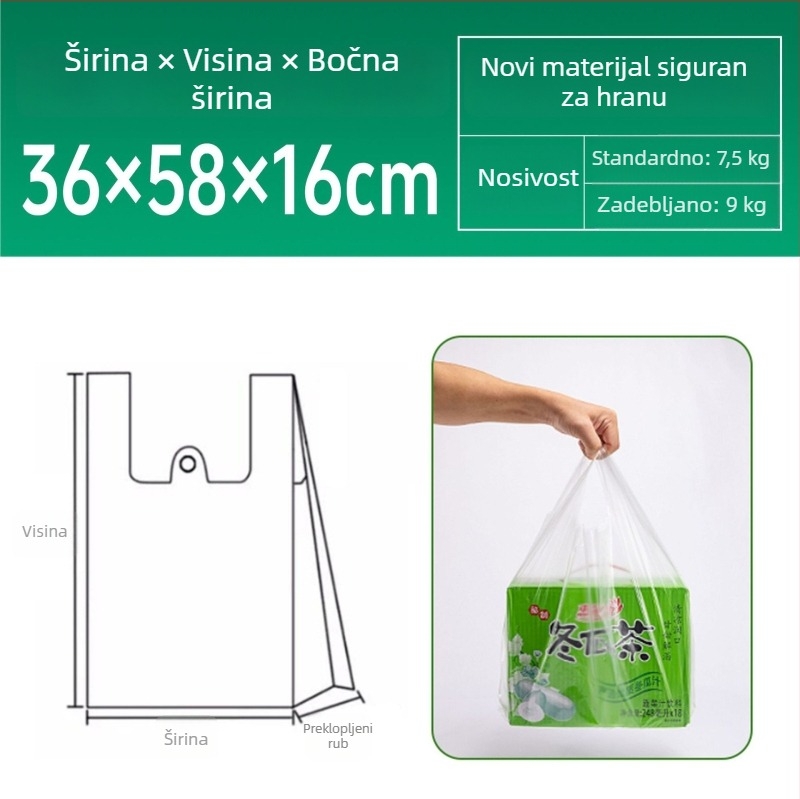 Bijele prozirne prehrambene plastične vrećice za peciva, voće i povrće; vrećice za kupovinu i kućnu upotrebu