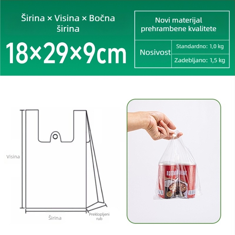 Bijele prozirne prehrambene plastične vrećice za peciva, voće i povrće; vrećice za kupovinu i kućnu upotrebu