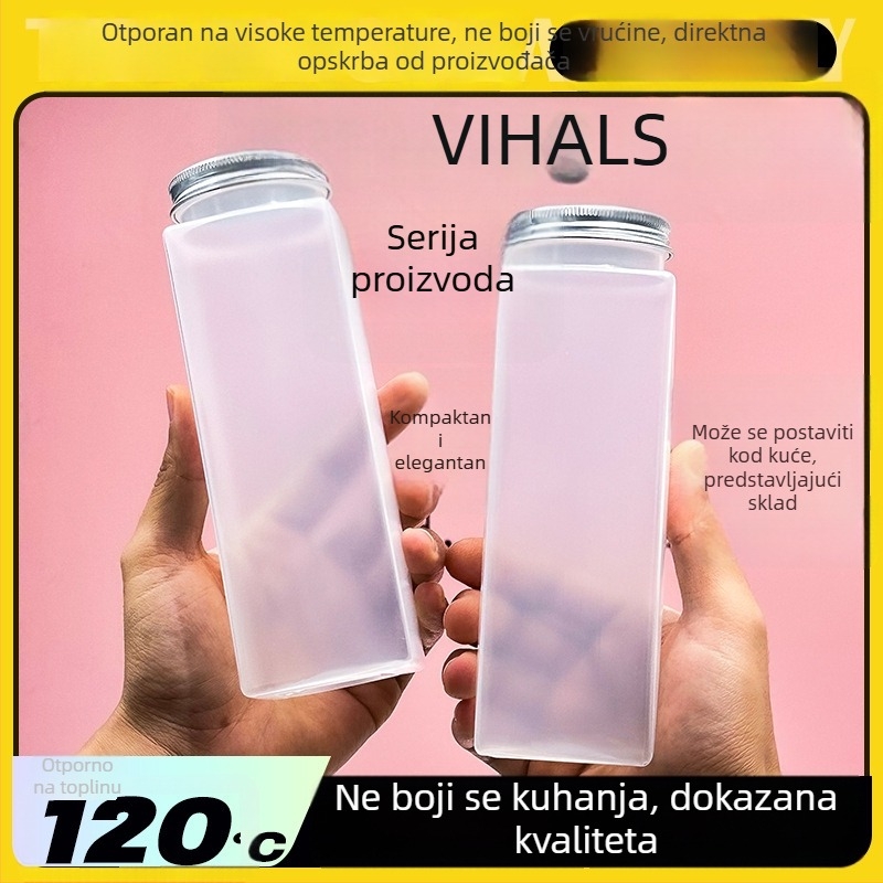 Boca za čaj s mlijekom otporna na visoke temperature, mat završnica, jednokratna plastična boca sa širokim otvorom