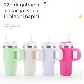 14oz vakuumski izolirani čaš od nehrđajućeg čelika 304, s ručkom, prenosna za vanjsku uporabu i automobil