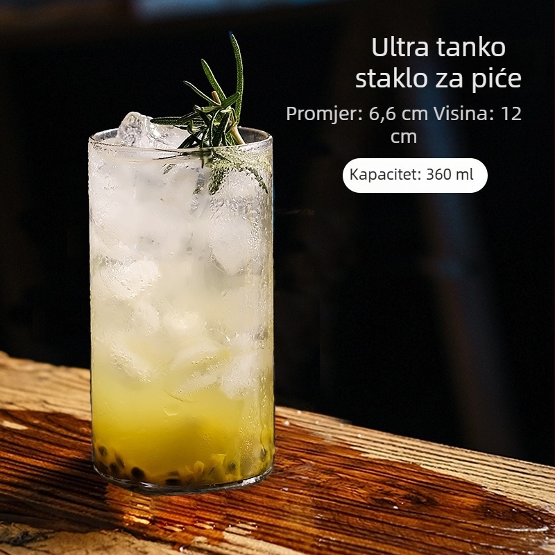Ultra-tanki kristalno staklo s ravnim rubom za koktele, viski, kavu i likere; borosilikatno staklo, 201–300 ml
