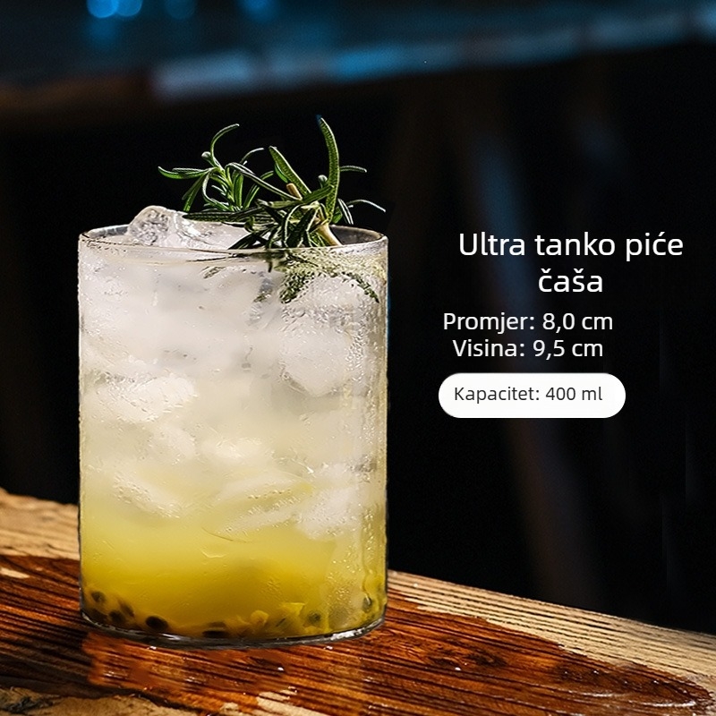 Ultra-tanki kristalno staklo s ravnim rubom za koktele, viski, kavu i likere; borosilikatno staklo, 201–300 ml