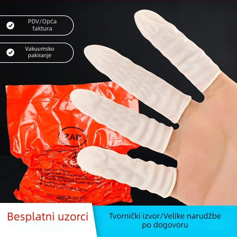 Jednokratne bež latex navlake za prste, bez prašine, narančaste boje, protivklizne i antistatike, 500 g