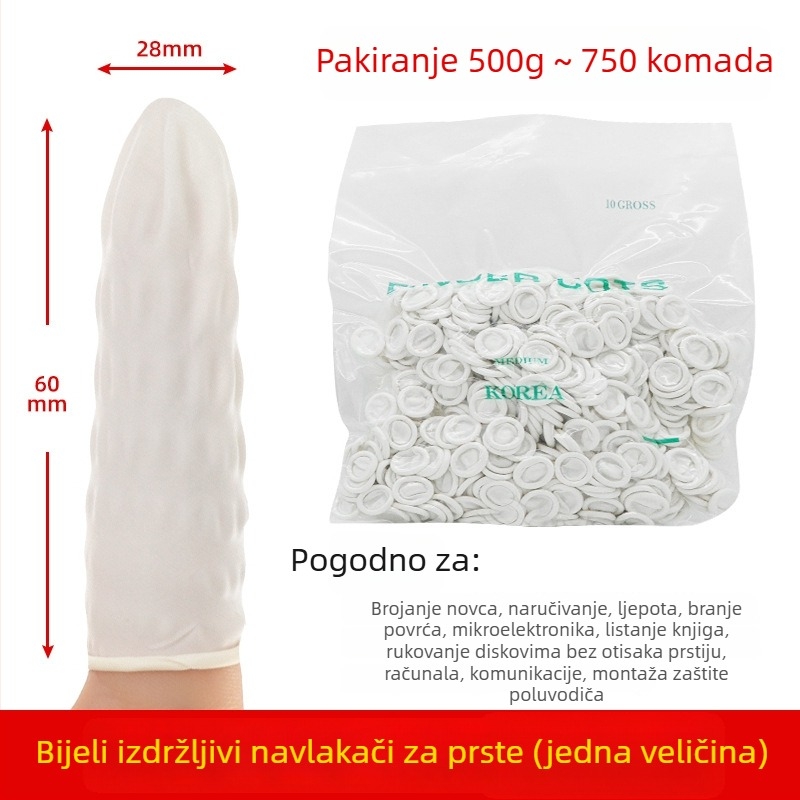Jednokratne bež latex navlake za prste, bez prašine, narančaste boje, protivklizne i antistatike, 500 g
