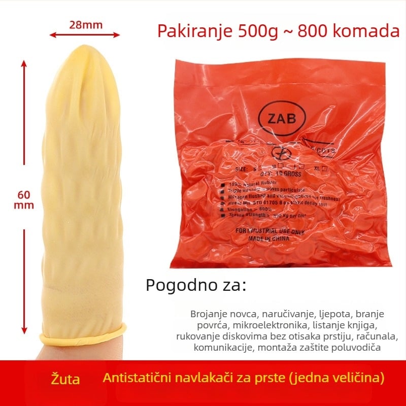 Jednokratne bež latex navlake za prste, bez prašine, narančaste boje, protivklizne i antistatike, 500 g
