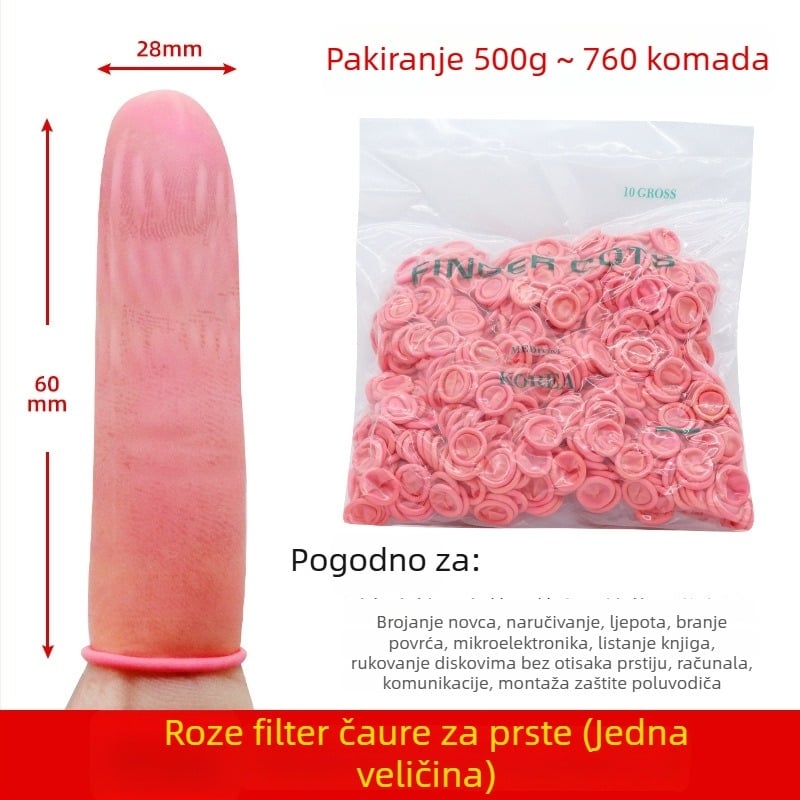 Jednokratne bež latex navlake za prste, bez prašine, narančaste boje, protivklizne i antistatike, 500 g