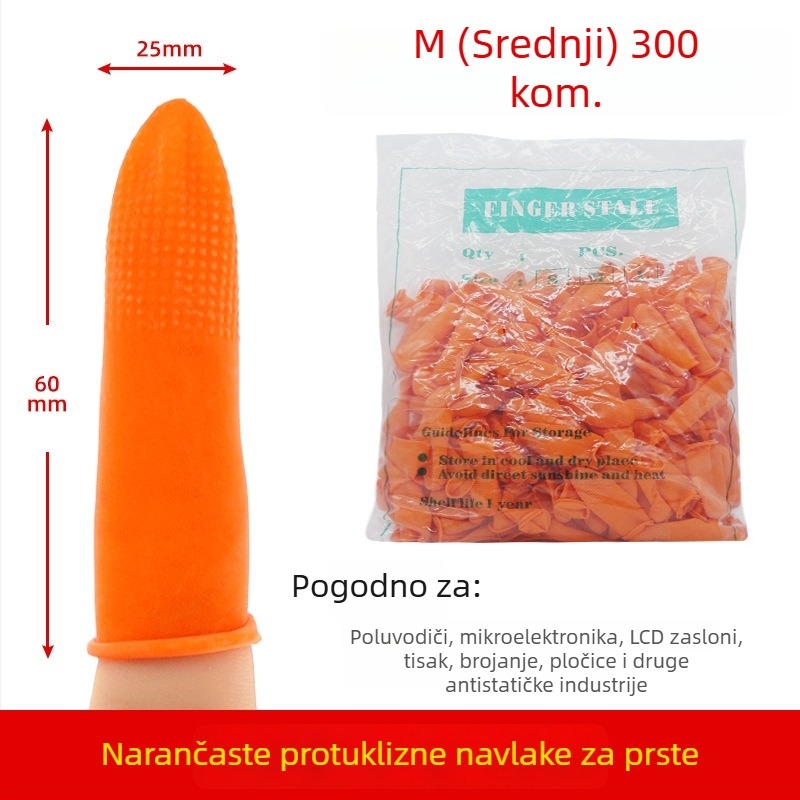 Jednokratne bež latex navlake za prste, bez prašine, narančaste boje, protivklizne i antistatike, 500 g