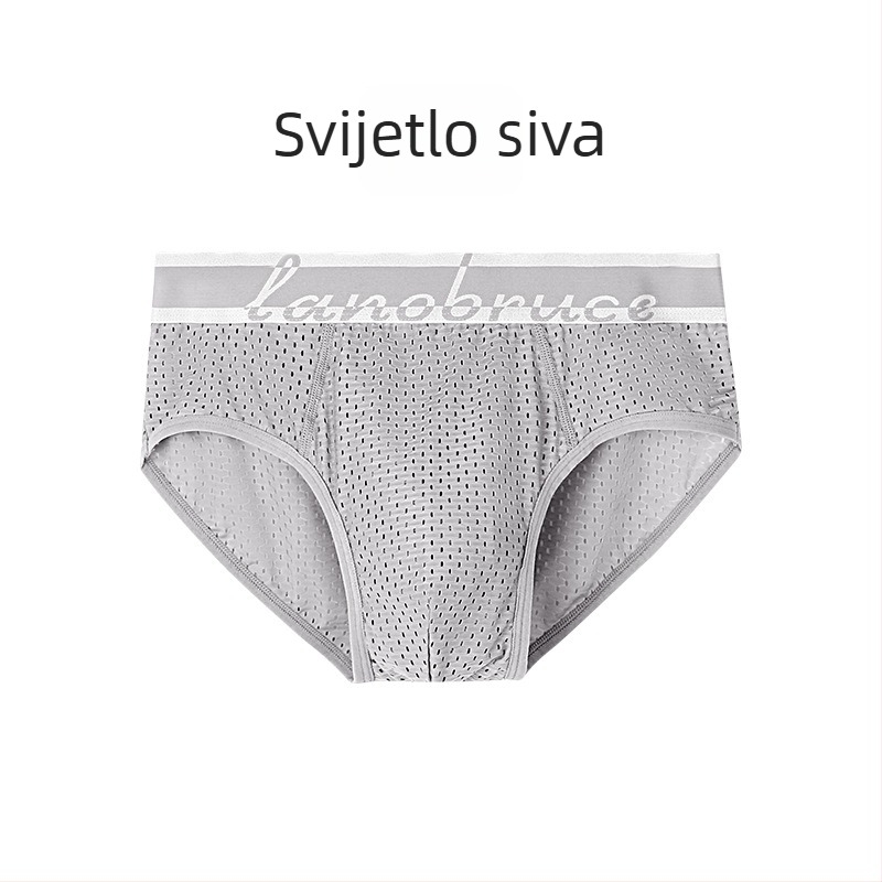 Muške gaćice od Ice Silk s mrežastom tkaninom i ćelijskom strukturom, srednji obim struka, prozračne, plus veličina