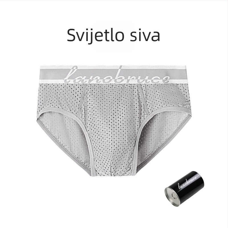 Muške gaćice od Ice Silk s mrežastom tkaninom i ćelijskom strukturom, srednji obim struka, prozračne, plus veličina