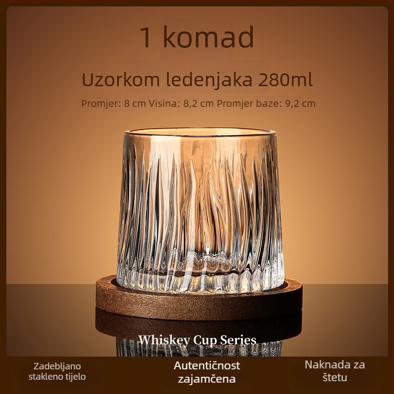 Staklena čaša za whiskey, lagani luksuz, okretna podloga i podmetač