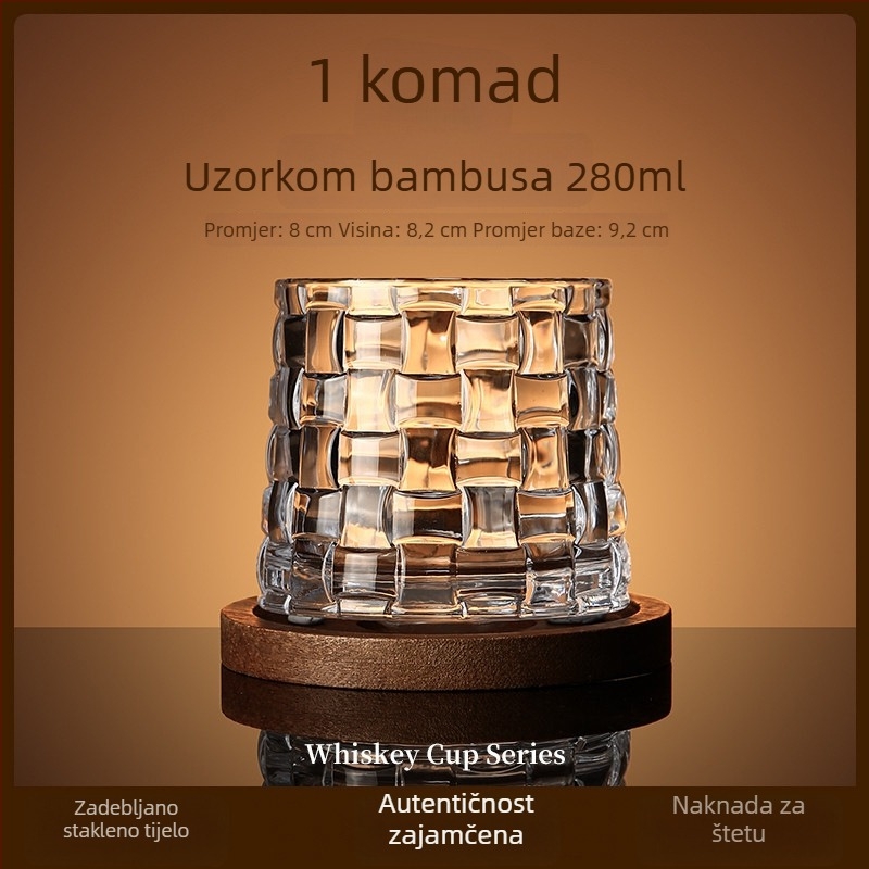 Staklena čaša za whiskey, lagani luksuz, okretna podloga i podmetač