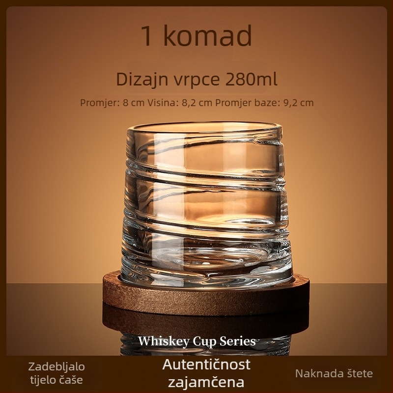 Staklena čaša za whiskey, lagani luksuz, okretna podloga i podmetač