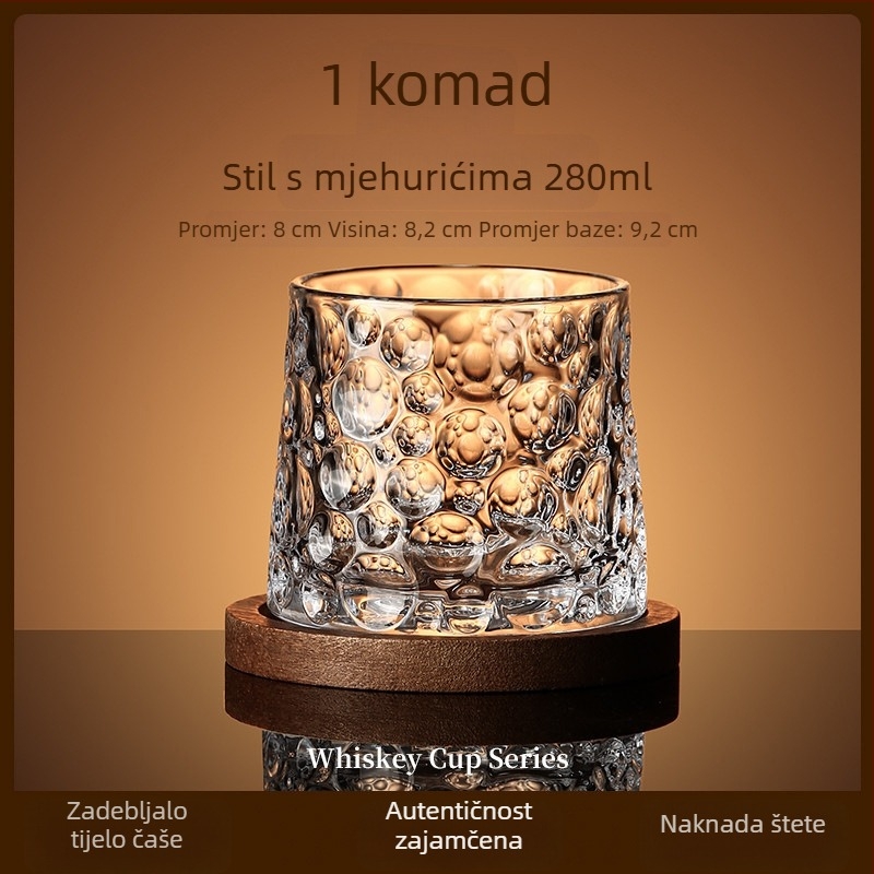 Staklena čaša za whiskey, lagani luksuz, okretna podloga i podmetač
