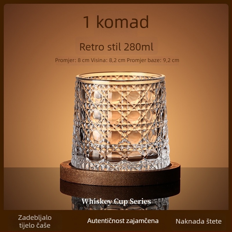 Staklena čaša za whiskey, lagani luksuz, okretna podloga i podmetač