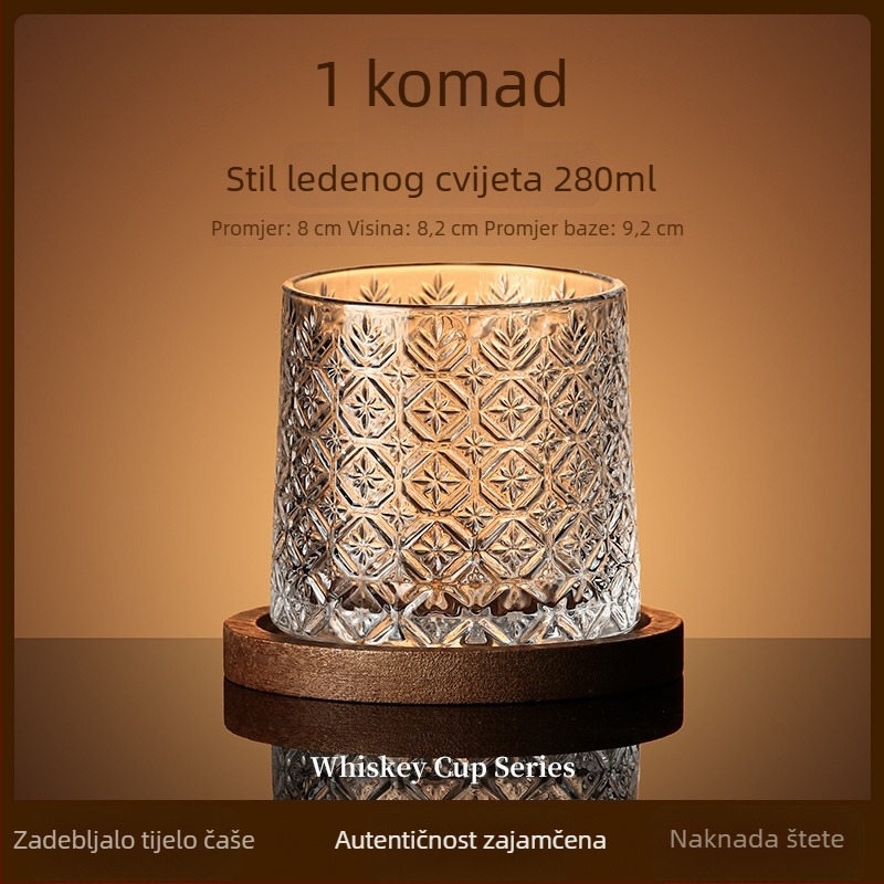 Staklena čaša za whiskey, lagani luksuz, okretna podloga i podmetač