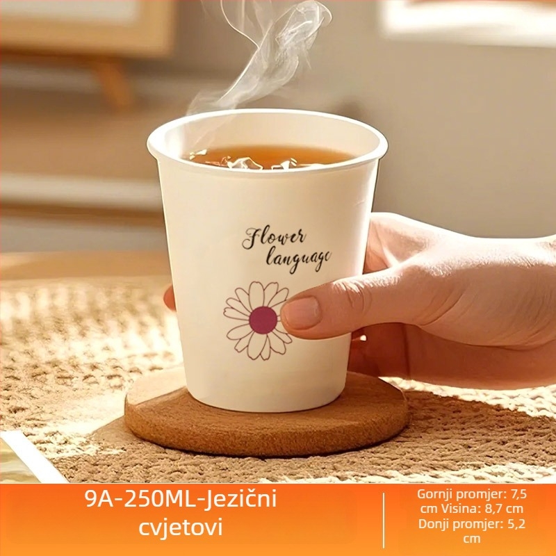 Jednokratna papirnata čaša s debelim stijenkama 250 ml – za kućnu i uredsku upotrebu, s motivom crtića, prilagođeni tisak