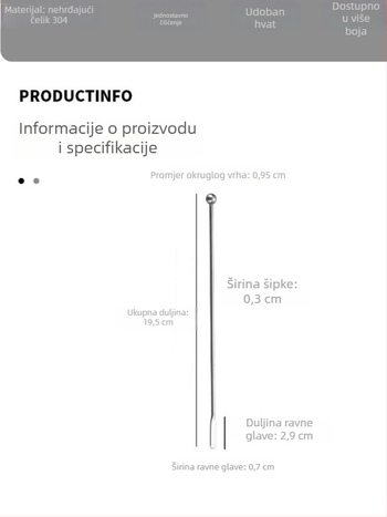 Koktel miješalica od 304 nehrđajućeg čelika, dugi držak, za bar, kavu i napitke