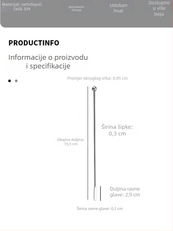 Koktel miješalica od 304 nehrđajućeg čelika, dugi držak, za bar, kavu i napitke