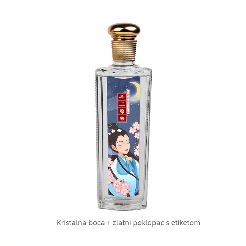 Staklena prazna boca za piće od 500 ml, pakiranje s osmerokutnom kutijom od kartona, kućni set