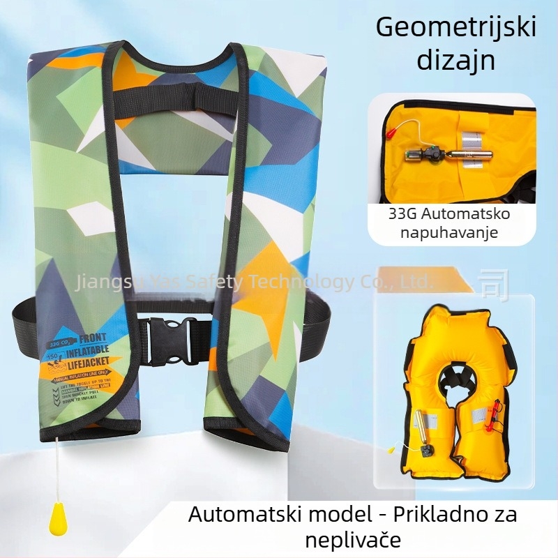 Automatski napuhujući životni prsluk za odrasle, s velikom plutnošću, pogodan za brodove i vozila, lagan i prijenosan prsluk za preživljavanje uz ribolov