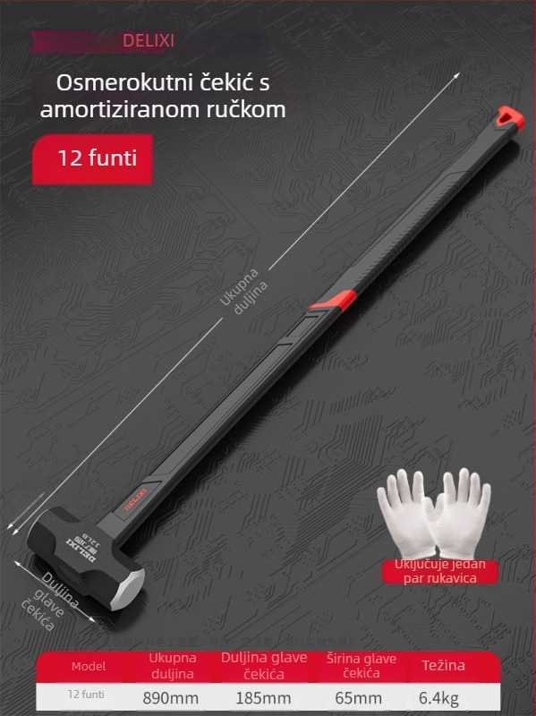 Delixi osmerokutni čekić, 4 lb teški zidarski čekić