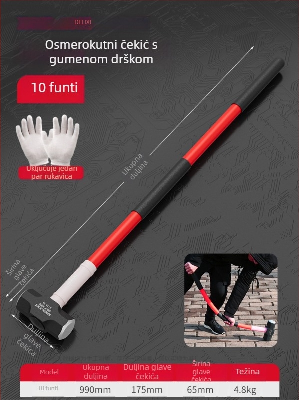 Delixi osmerokutni čekić, 4 lb teški zidarski čekić