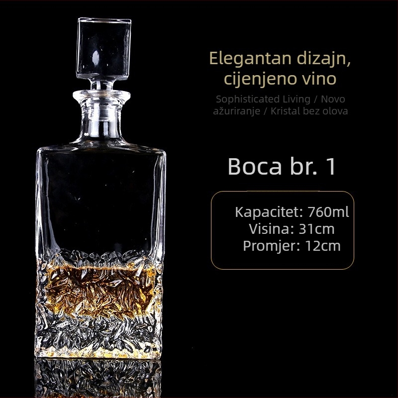 Dekanter za vino i dispenser za whisky, kristalno staklo, nordijski dizajn, 6-djelni set