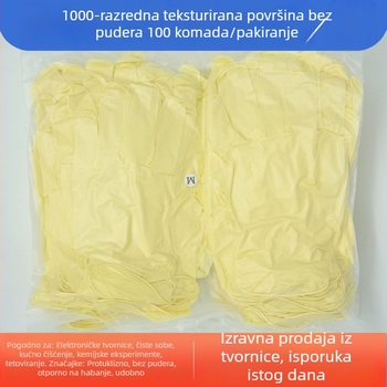 Lateks rukavice za čistu sobu klase 1000, antistatične, bez pudera, jednokratne, veličine 9–12 inča, glatke ili teksturirane površine, debelje