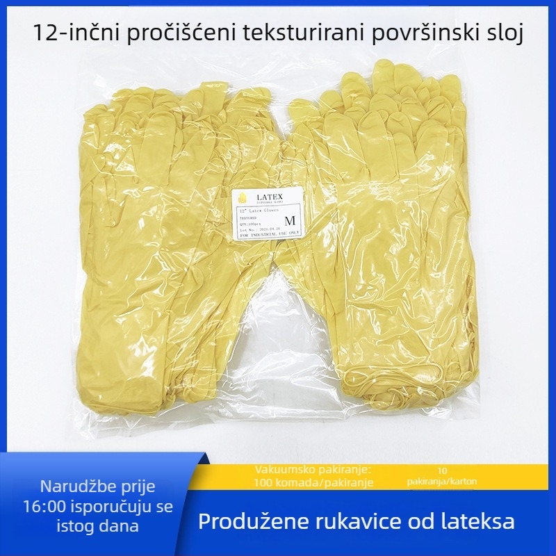 Lateks rukavice za čistu sobu klase 1000, antistatične, bez pudera, jednokratne, veličine 9–12 inča, glatke ili teksturirane površine, debelje