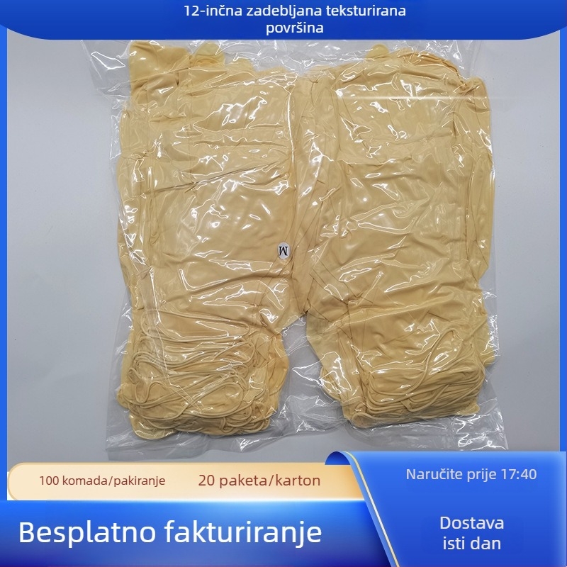 Lateks rukavice za čistu sobu klase 1000, antistatične, bez pudera, jednokratne, veličine 9–12 inča, glatke ili teksturirane površine, debelje