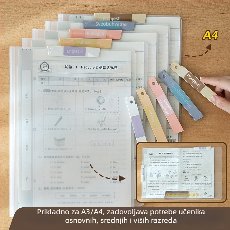 Plastična mapa A3/A4 s rotirajućim klipom i prozirnim umetkom za dokumente