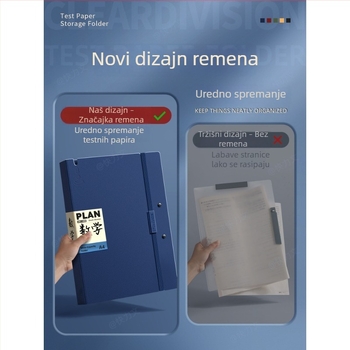 Folder za ispite A3/A4 s prozirnim umetcima za umetke, dvostruki klip, PP materijal