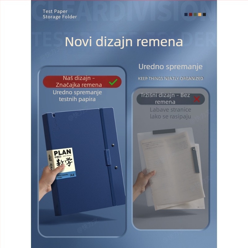 Folder za ispite A3/A4 s prozirnim umetcima za umetke, dvostruki klip, PP materijal