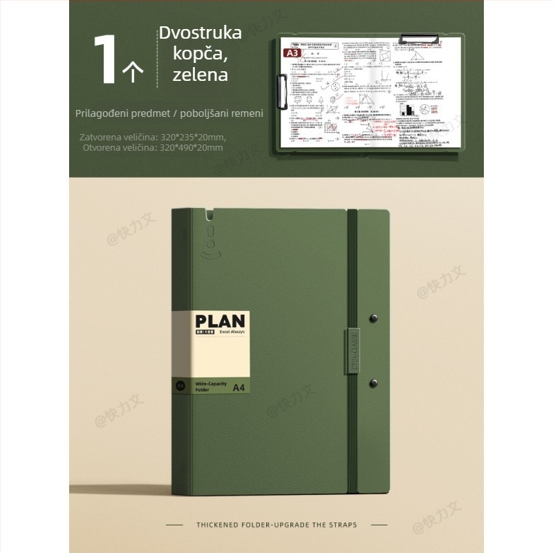 Folder za ispite A3/A4 s prozirnim umetcima za umetke, dvostruki klip, PP materijal