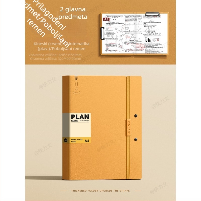 Folder za ispite A3/A4 s prozirnim umetcima za umetke, dvostruki klip, PP materijal
