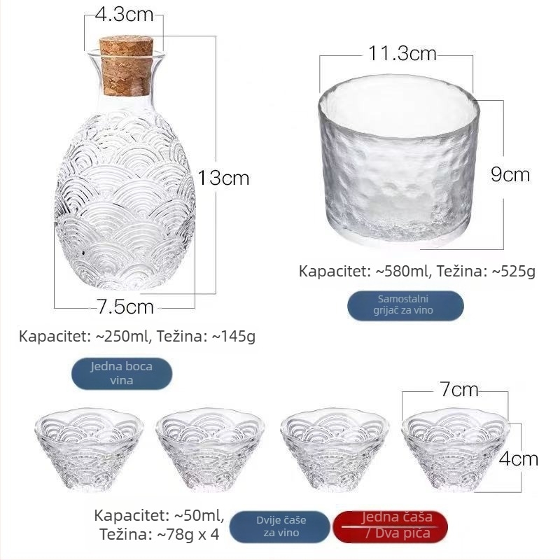 Kreativni stakleni set za piće, male čaše, kineski stil