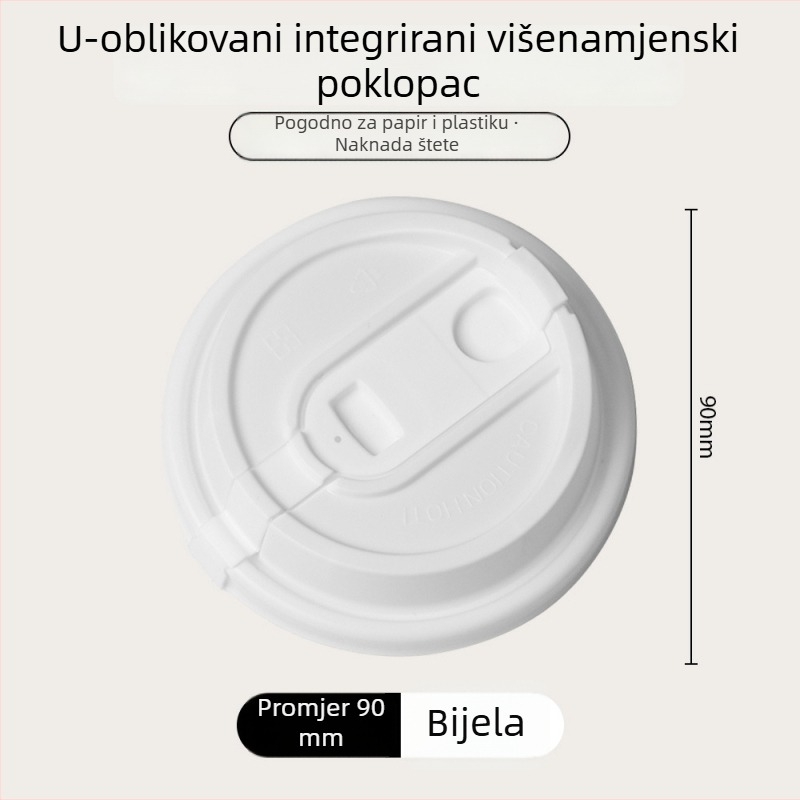 Poklopac za šalicu kave promjera 90 mm, jednokratni, debeli papir, za tople napitke poput sojinog mlijeka i mliječne čaja, pakiranje za ponijeti, stil Instagram