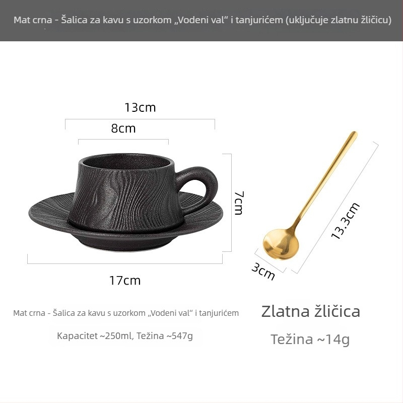 Keramički set šalice i podmetači za kavu, tri komada, moderni minimalistički stil, za ured i doručak