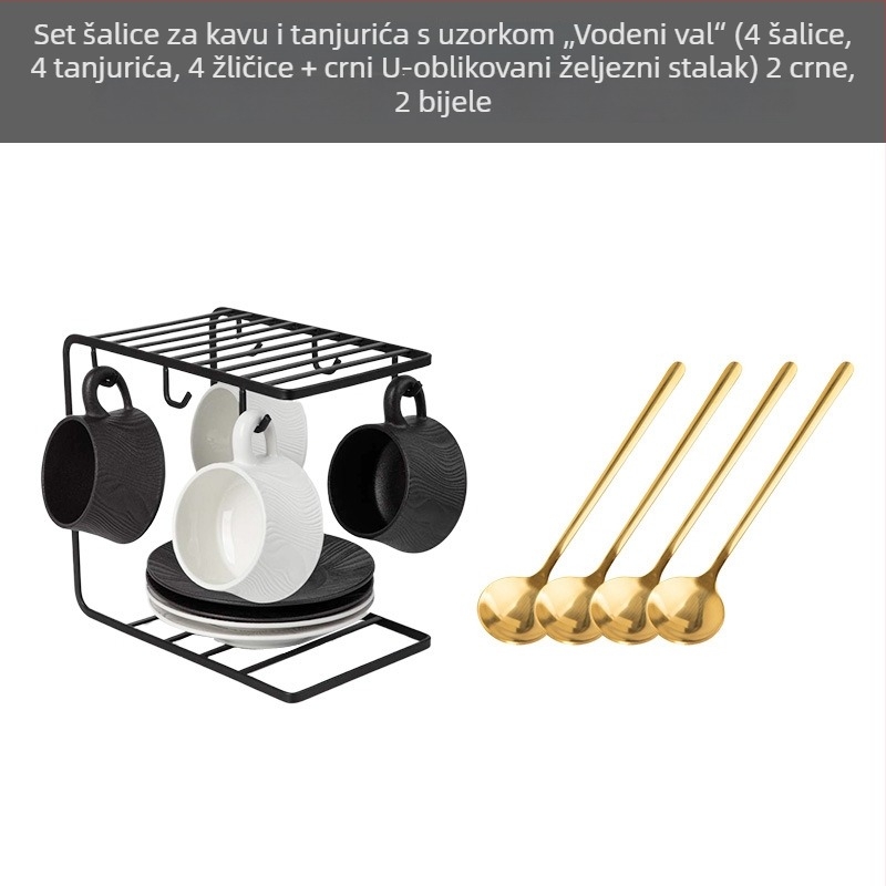 Keramički set šalice i podmetači za kavu, tri komada, moderni minimalistički stil, za ured i doručak