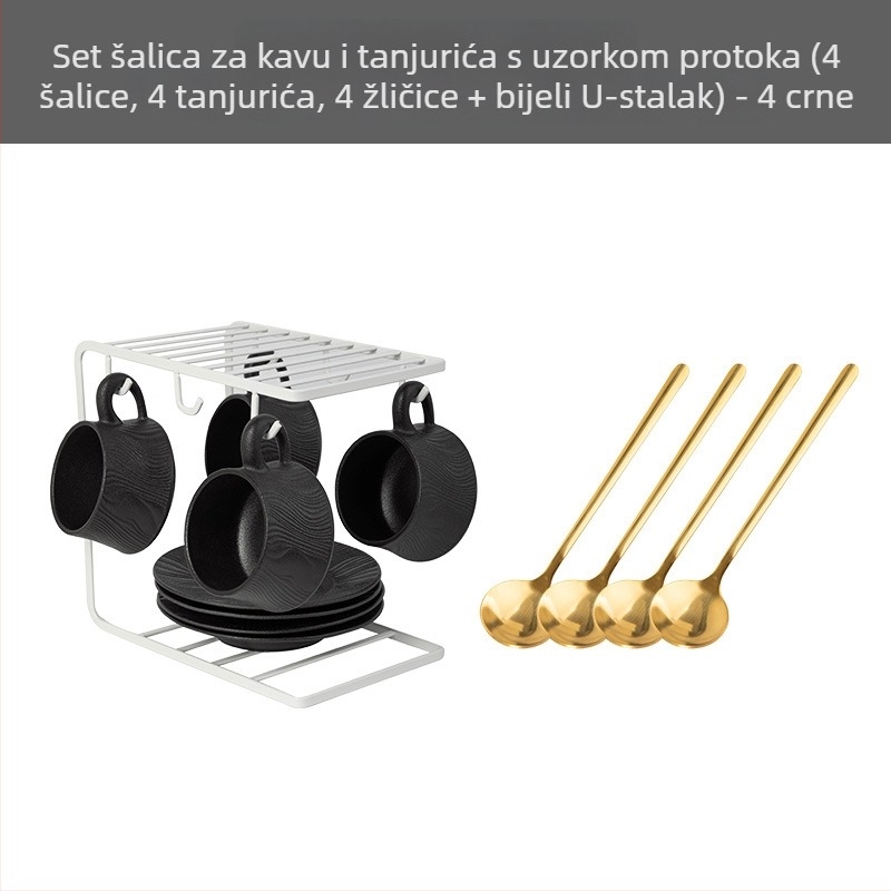 Keramički set šalice i podmetači za kavu, tri komada, moderni minimalistički stil, za ured i doručak