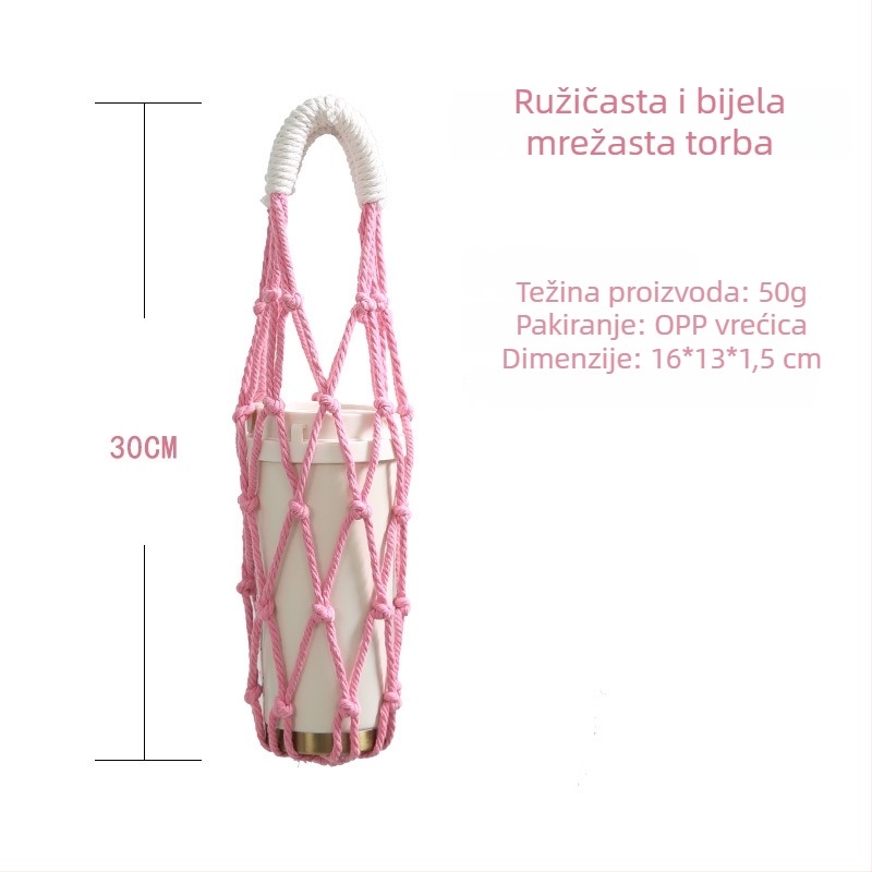 Izolacijski mrežasti rukav za šalice s mlijekom, čajem i kavom, zaštitna navlaka za staklenu šalicu, prijenosna mrežasta torbica za šalicu