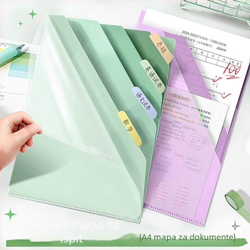A4 gradijentni višeslojni folder s klipsom, deblji, lagan za nošenje, velik kapacitet, vodootporan za ispitne materijale