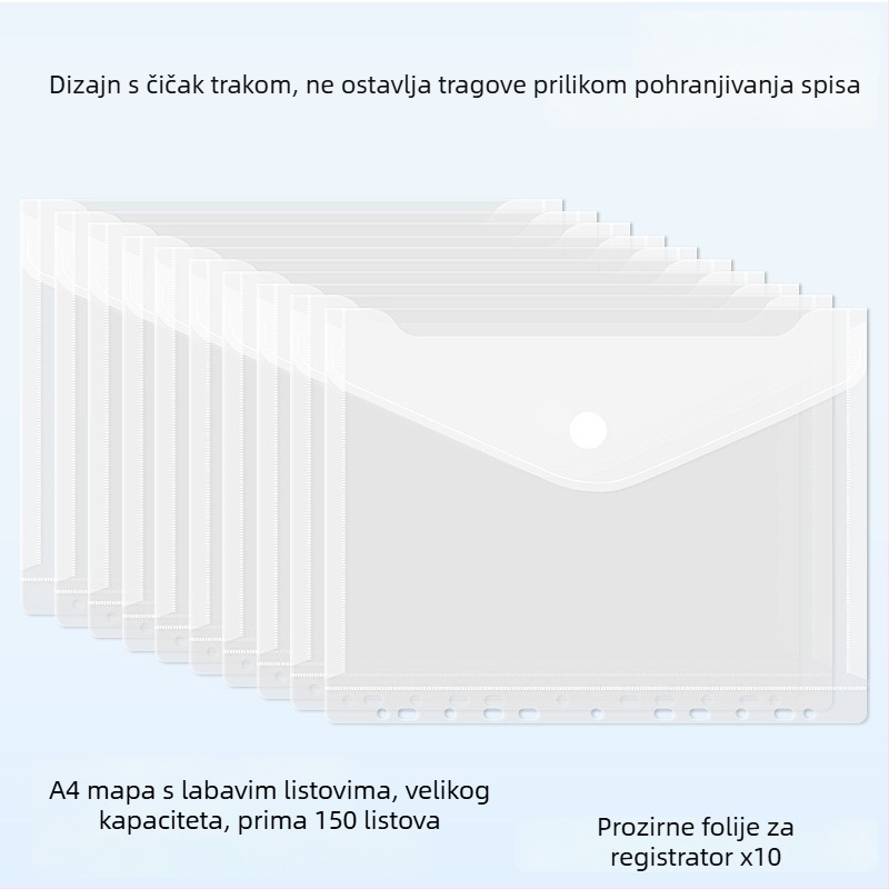 A4 prozirna mapa za dokumente, minimalističkog dizajna, dimenzije 32,3×26,5 cm