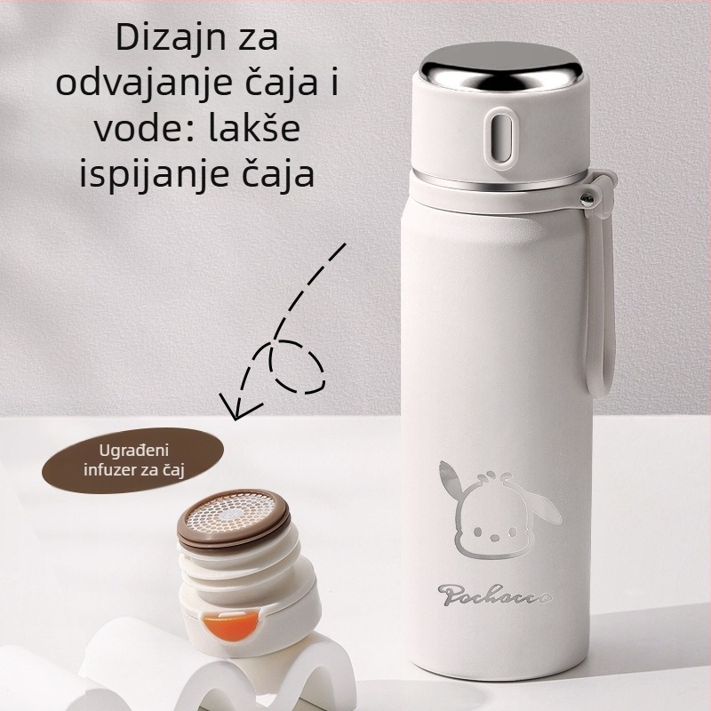 Pametan izolacijski termos šalice za žene, unutarnji dio od 316 nehrđajućeg čelika, velik kapacitet, s remenom za nošenje i poklopcem protiv curenja