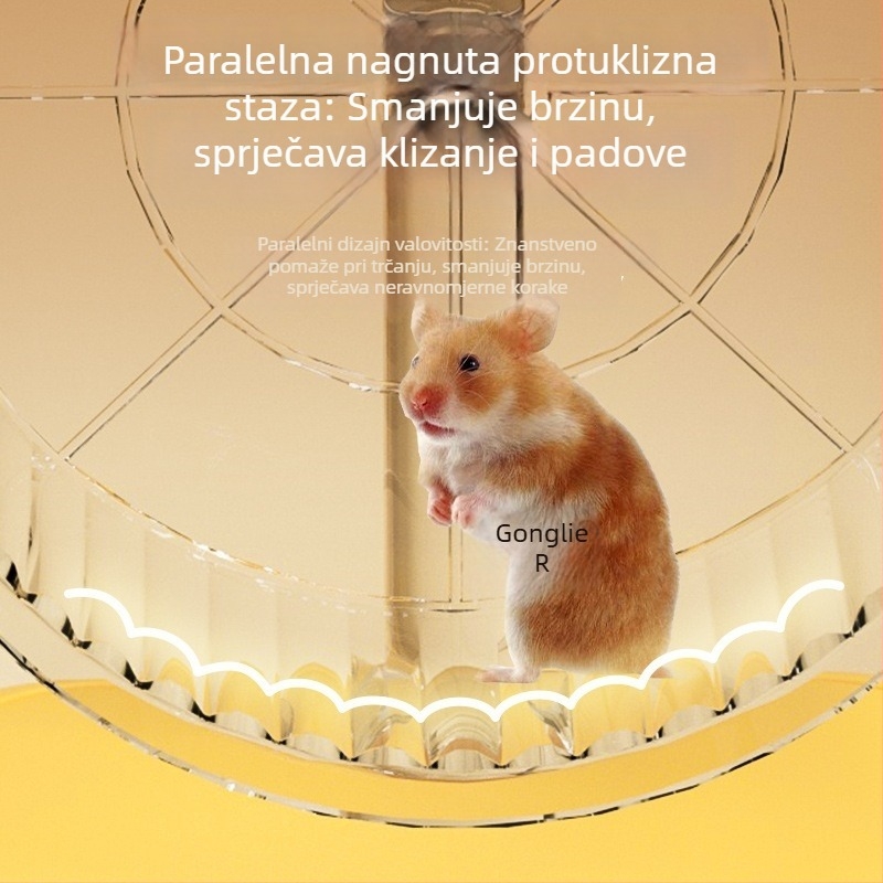 Ekstra veliki tihi kolutić za hrčka s držačem i ukrasom za kavez